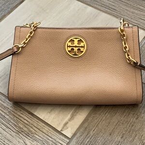 Tory Burch Tan Crossbody Bag with Gold Chain